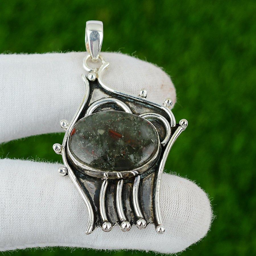 Natural Tabu Jasper Gemstone Pendant Handmade 925 Sterling Silver Indian Jewelry