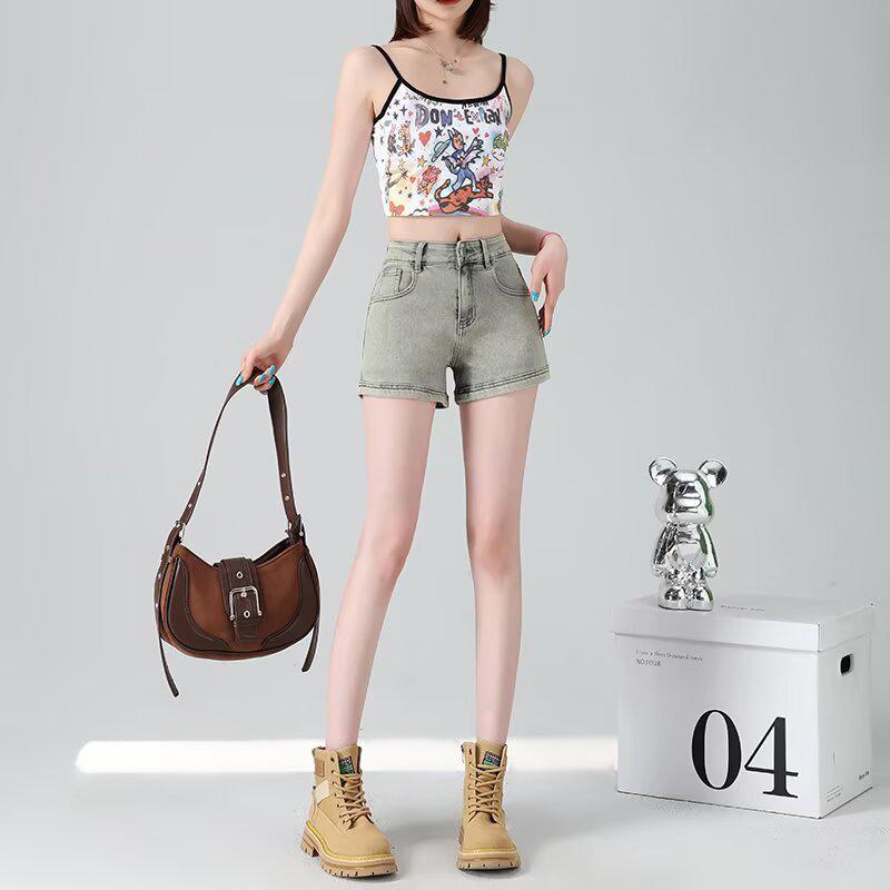 Summer 2026 American Spicy Girl A-Line Denim Hot Pants: Women’s Slimming Straight Super Short Shorts