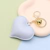 Golden Bell Heart PU Leather Couple Bag Keychain Ornament