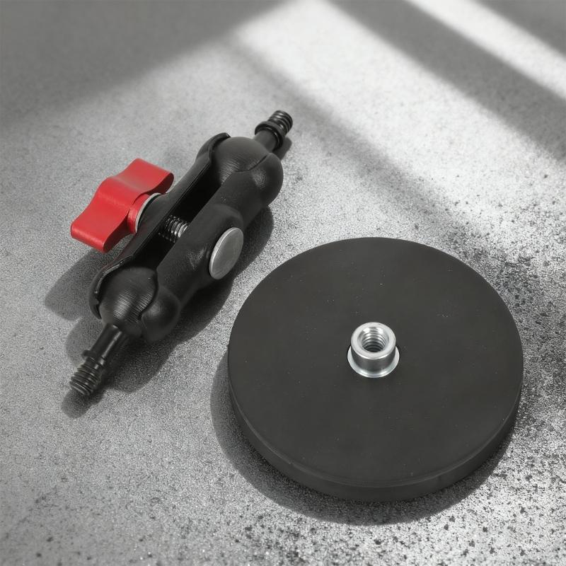 66mm Magnetic Camera Mount Base 1/4 Female Thread 17mm Ballhead Pea Clamp for Adjustable Angle Support Photography