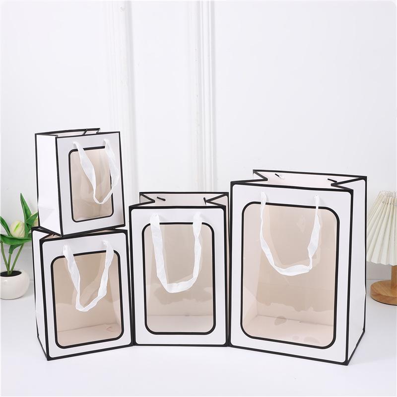 Clear Window Handbag for Fresh Flowers - Mother's Day Gift Bag or Conference Souvenir.