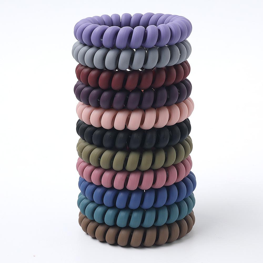 1PC Women Matt Colors Glow In Dark Cloth Telephone Wire Rubber Bands Stretchy Colors Non-mark Spiral Coil Ropes Solid Hair Ties