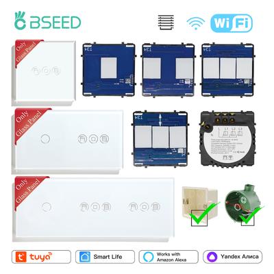 BSEED Wifi Rollladenschalter Touch Jalousienschalter Intelligente Lichtschalter Funktionsteile Glaspanel DIY Freie Kombination