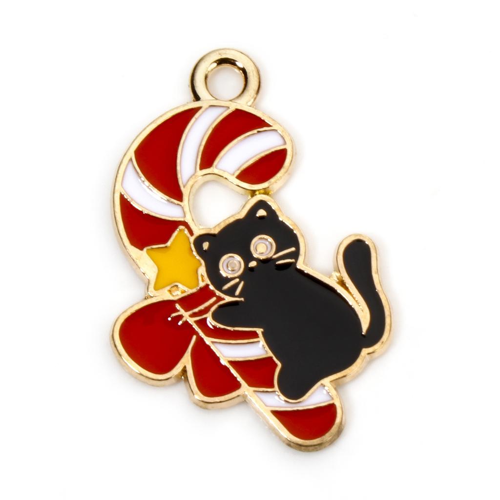 10 PCs Zinc Based Alloy Christmas Charms Gold Color Cat Animal Enamel Snowman Pendants For DIY Necklace Earrings Jewelry Making