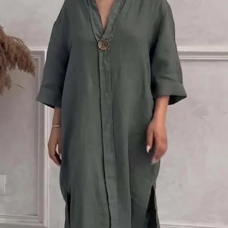 Southeast Asia TEMU Cross-border Black Solid Color Long Dress