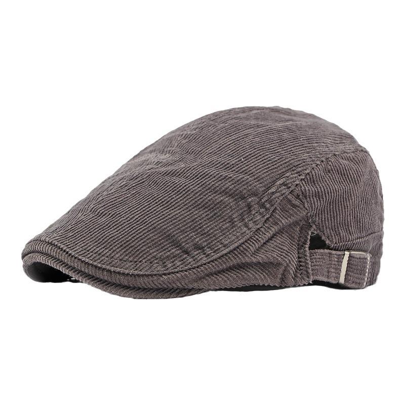 Retro Distressed Corduroy Beret: Unisex Autumn/Winter Duckbill Newsboy Cap