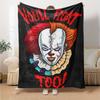 Clown Horror Poster Flannel Blanket Super Soft Warm Cozy Blanket For Sofa Bed Office Travel Allseason Home Decor Gift