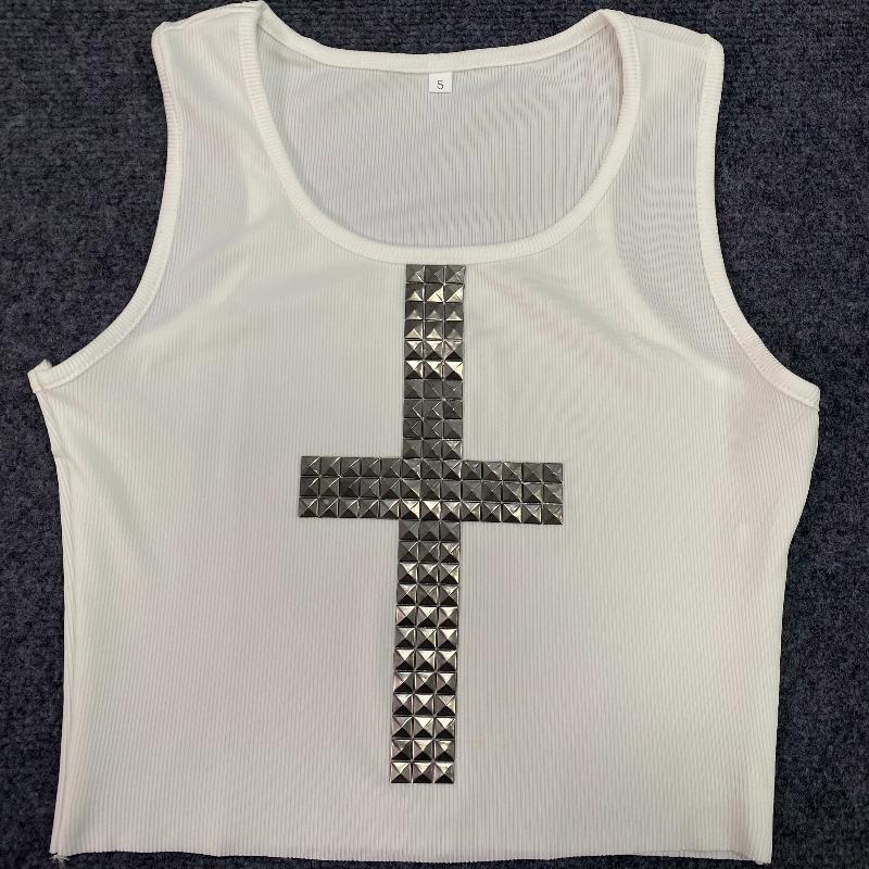 

Европейский и американский Y2K летний сексуальный повседневный облегающий жилет S белый