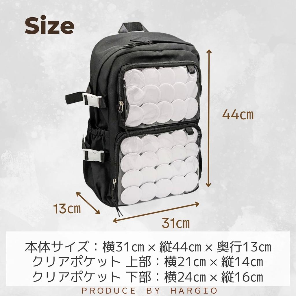 Ita Large Large Oshikatsu A4 Everyday Events [Harujio] Bag, Backpack, Capacity, Capacity, Backpack, Size, Transparent, Black, White, Clear, Oshikatsu,