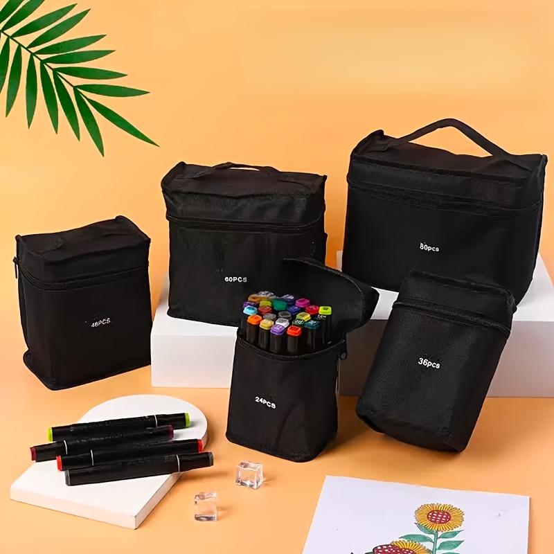 

Large Capacity Folding Portable Marker Pen Organizer Bag - Multifunctional Storage for Art Supplies, Oxford Fabric (Markers Not Included) 30pcs чорний