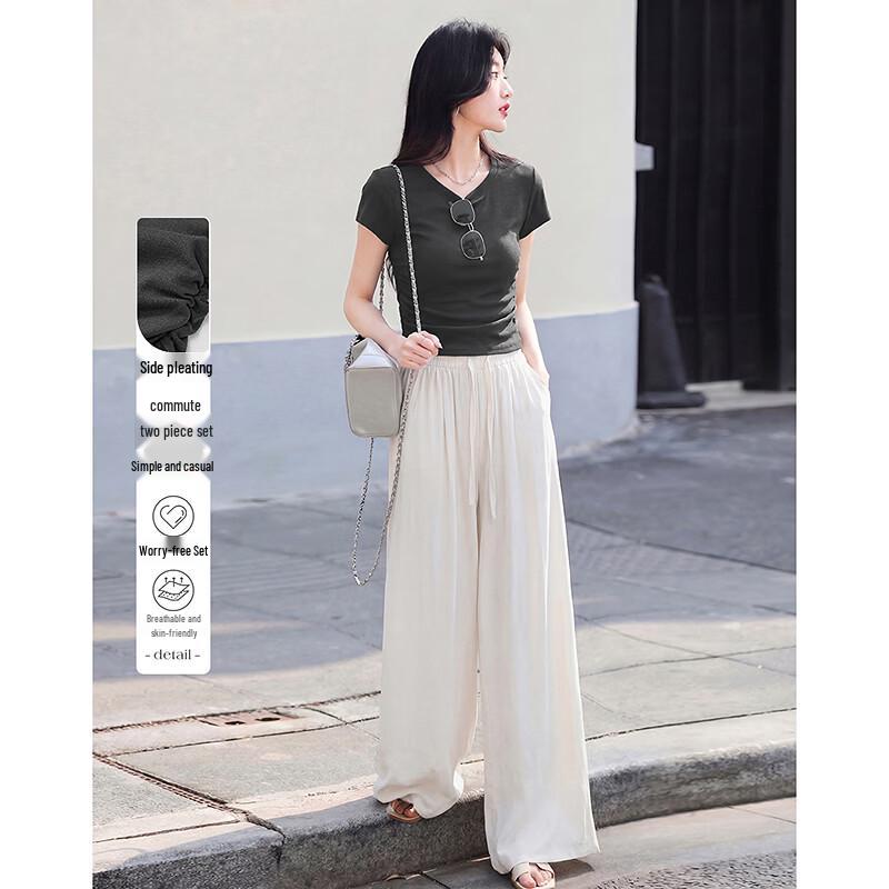 Elegant Side Shirred Summer Women s Outfit L