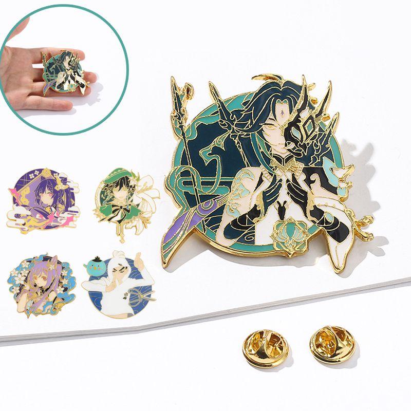 Vibrant Genshin Impact Character Badge High Quality Metal Brooch For Game Fans