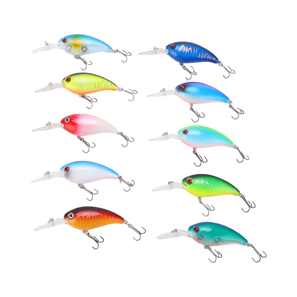10Pcs Artificial Crankbait 3D Fishing Bait Fishing Accesories for Bass Pikes Freshwater