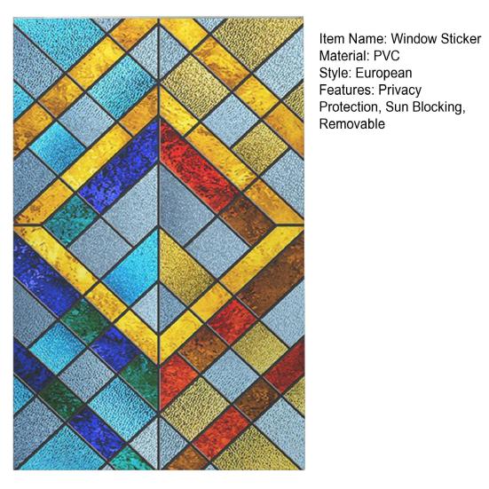 Stained Glass Window Privacy Film Vintage Home Church Decorative Frosted Static Cling Reusable UV Sun Blocking