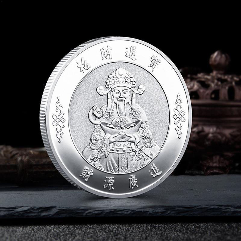 Money And Treasures Will Be Plentiful Lucky Badge Chinese Style May Wealth Come Generously To You God Of Wealth Gold Coin