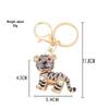 Colorful Rhinestone 3D Tiger Keychain and Metal Backpack Accessory