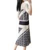High End Pleated Retro Dress, Mid Length Style Elegant Printed Skirt