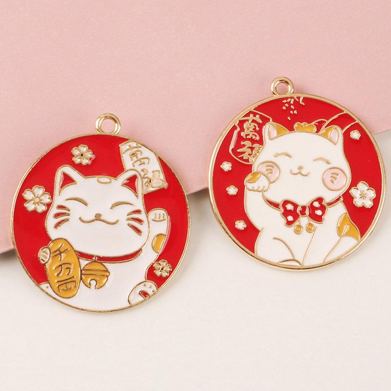 Cute Fortune Cat Keychain Maneki Neko Cat Pet Paw Sakura Original Keyring