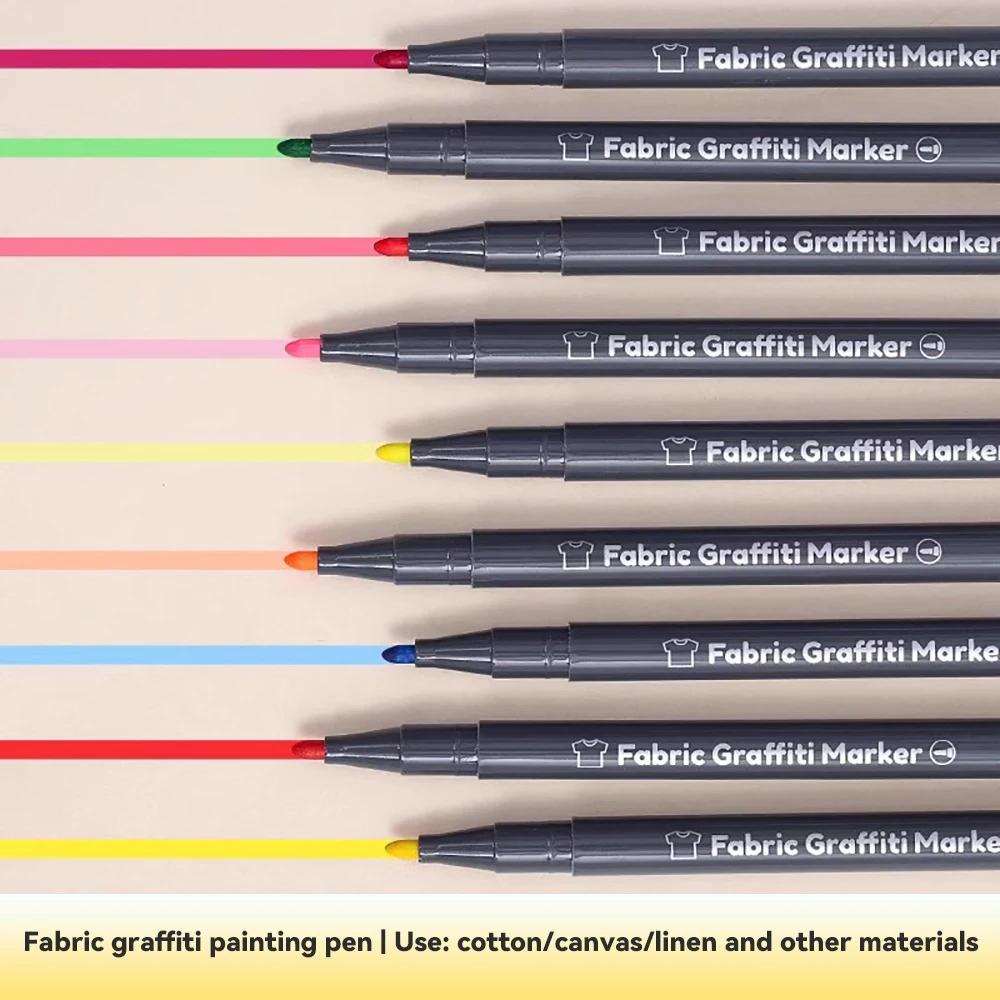 6 Colors/set Fabric Textile Markers Pens Waterproof Permanent Paint Fine Point Textile DIY T-shirt Graffiti Pigment Painting Pen
