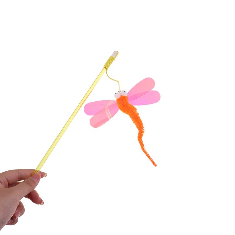 Cat Teaser Stick Sequins Big Eyes Dragonfly Cat Toy Interactive Teaser Stick