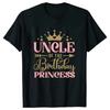Birthday Princess T-shirt DAD MOM Uncle Aunt Family Gathering Tops Girls Birthday Party Tshirt Short Sleeve Black White Tee