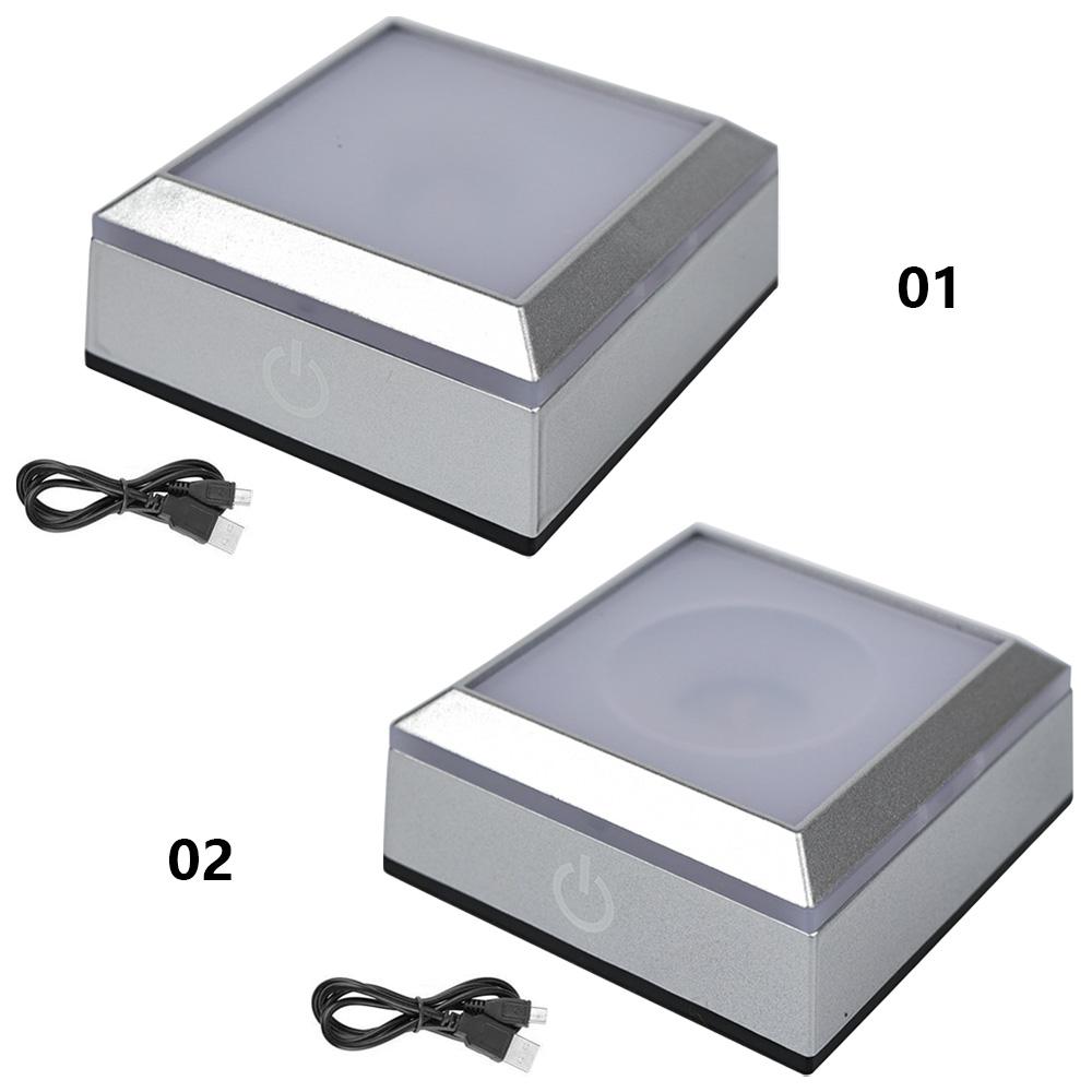 Base D'Affichage Lumineuse LED Multicolore Ronde Pour Art En Verre Cristal 3D, Support De Présentation Avec Lumière Colorée