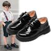 Children Leather Shoes for Party Wedding Black Glossy Non-slip Kids UK Uniform School Shoes Children Casual Loafers Round-toe