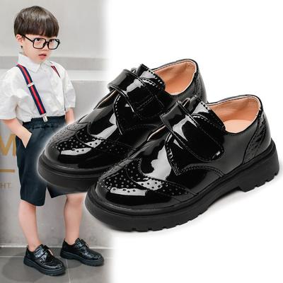 Chaussures en Cuir pour Enfants pour Fête Mariage Noir Brillant Antidérapantes Enfants UK Uniforme Chaussures d'École Mocassins Décontractés pour Enfants Bout Rond