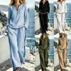 Dames S Kleurblok Lange Mouw Wijde Pijpen Broek Set Casual