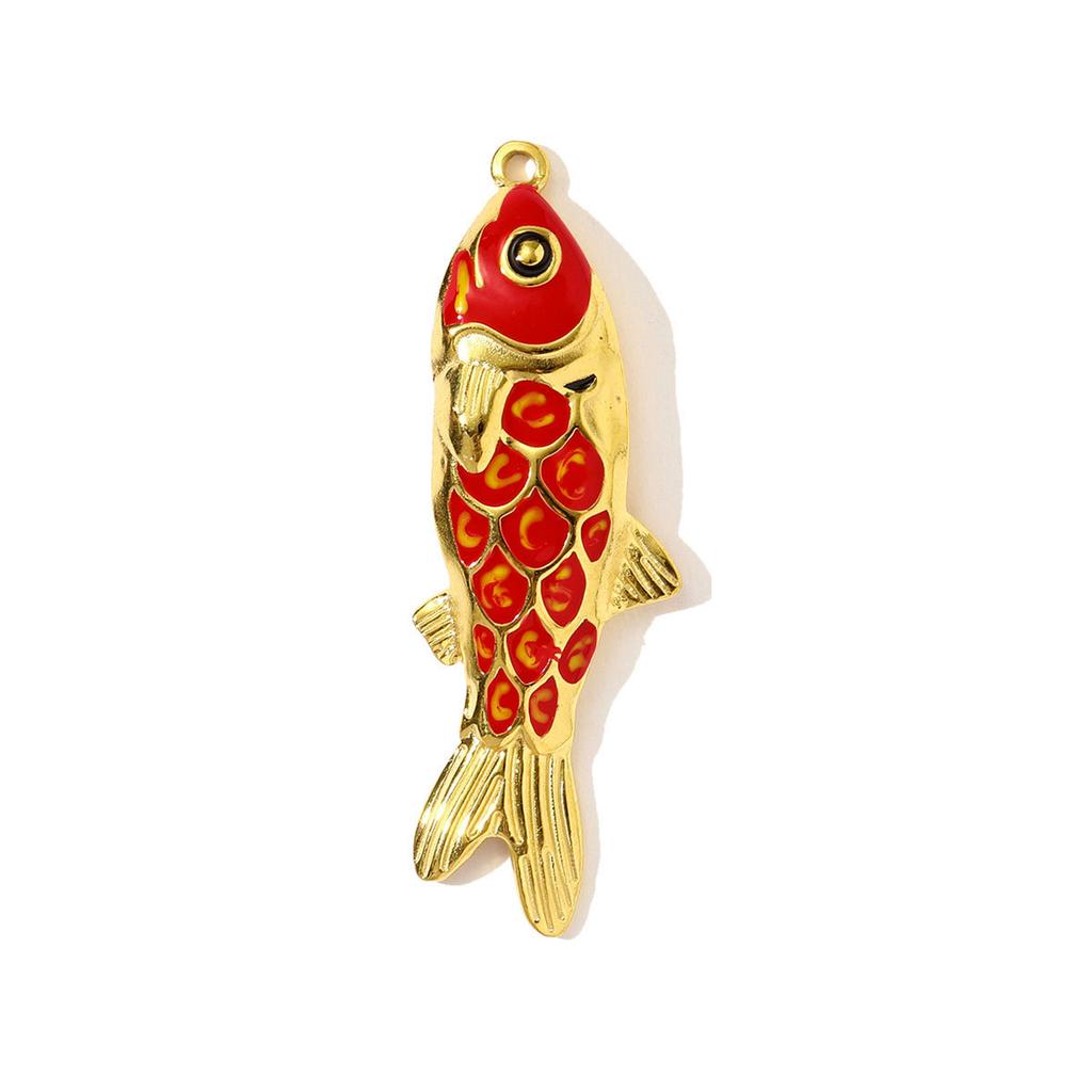 1pc Stainless Steel Colored Enamel Fish Turtle Necklace Pendants Pearl Conch DIY Charms Women Ocean Style Jewelry