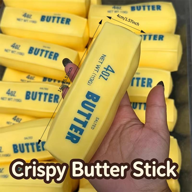 Crispy Butter Stick Squishy Fidget Toy Built-In Crunchy Filling Sensory Stress Relief For Adults Daily Relax Gifts