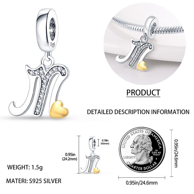 Charms Plata De Leyfit Pan Original Bracelets 26 Letter English Alphabet Beads Pendant Firely Diy Jewelry Making