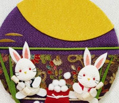 Takara Chirimen Craft Kit Rabbit Tapestry - Moon-viewing