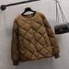Women's Winter Short Lightweight Warm Coat Korean Style Diamond Pattern Casual Coat