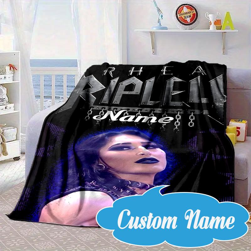 Custom Name Dark Beauty Rhea Ripley Blanket bed sofa Blanket Flannel Blanket for Camping, Hiking, Picnic Essentials,gift for Fan family