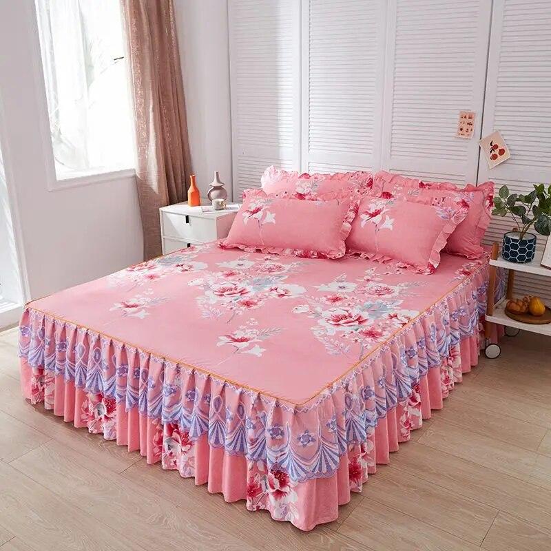 1pcs Korean Style Small Fresh Bed Skirt, Non Slip Bed Cover, Bed Sheet, Bed Cover, Mattress Protection Cover, Single Double Bed
