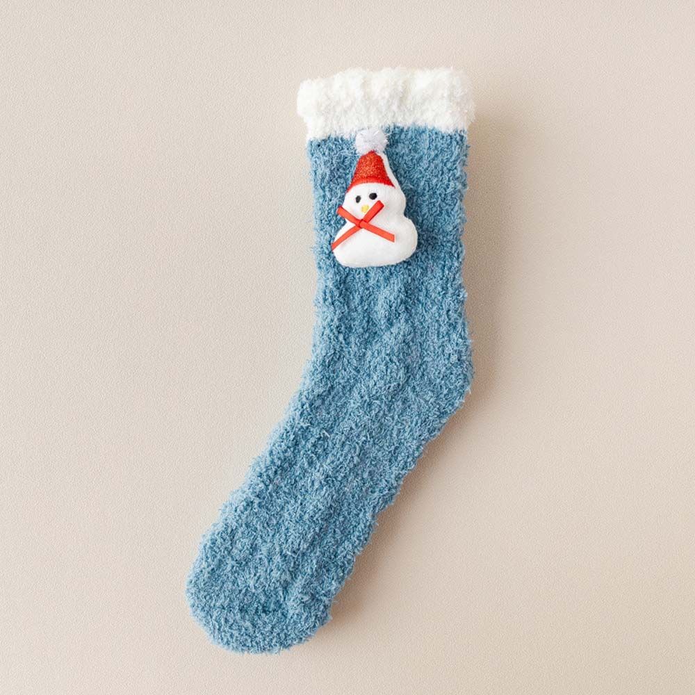 

Santa Cartoon Coral Fleece Snowman Winter Hosiery Christmas Hosiery Ankle Socks Women Sleep Socks