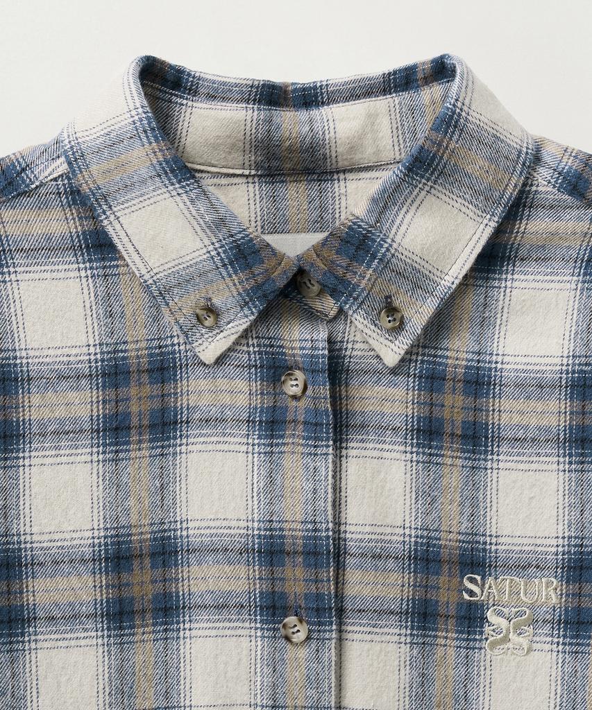 Seteo (W) Classic Flannel Check Shirt Blue