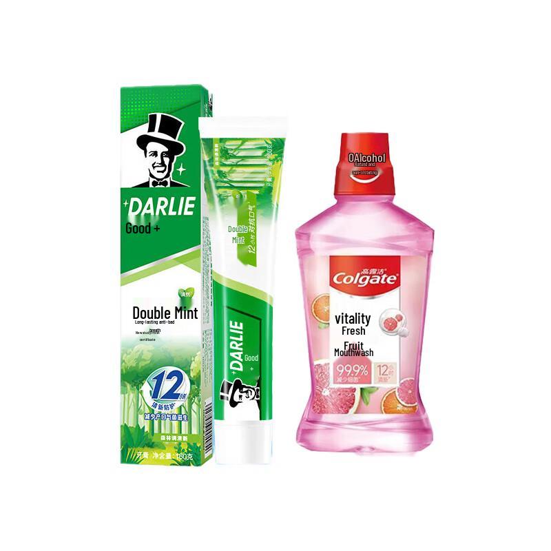 Darlie Double Mint Toothpaste & Colgate Mouthwash Set