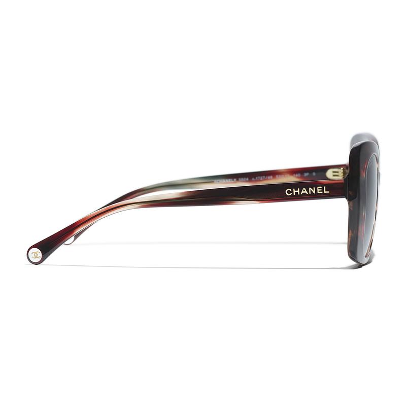 CHANEL Side Logo Letters Plate Frame Butterfly Irregular Women's Brown