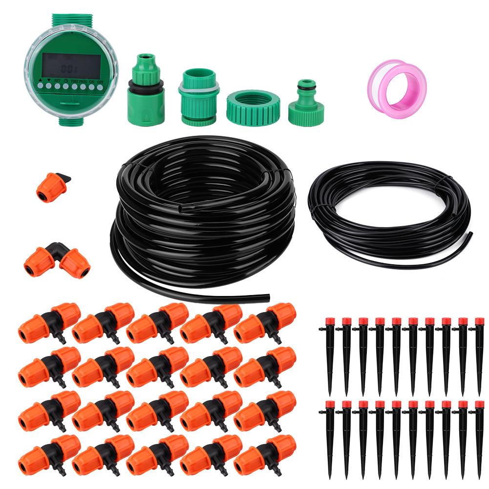 Controler Temporizator Irigare Grădină 20m cu Kit Udare prin Picurare Picurător cu 8 Orificii