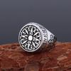 Stainless Steel Vikings Compass Iris Flower Ring Men Women Fashion Handmade Quality Finger Jewelry Gift for Boyfriend