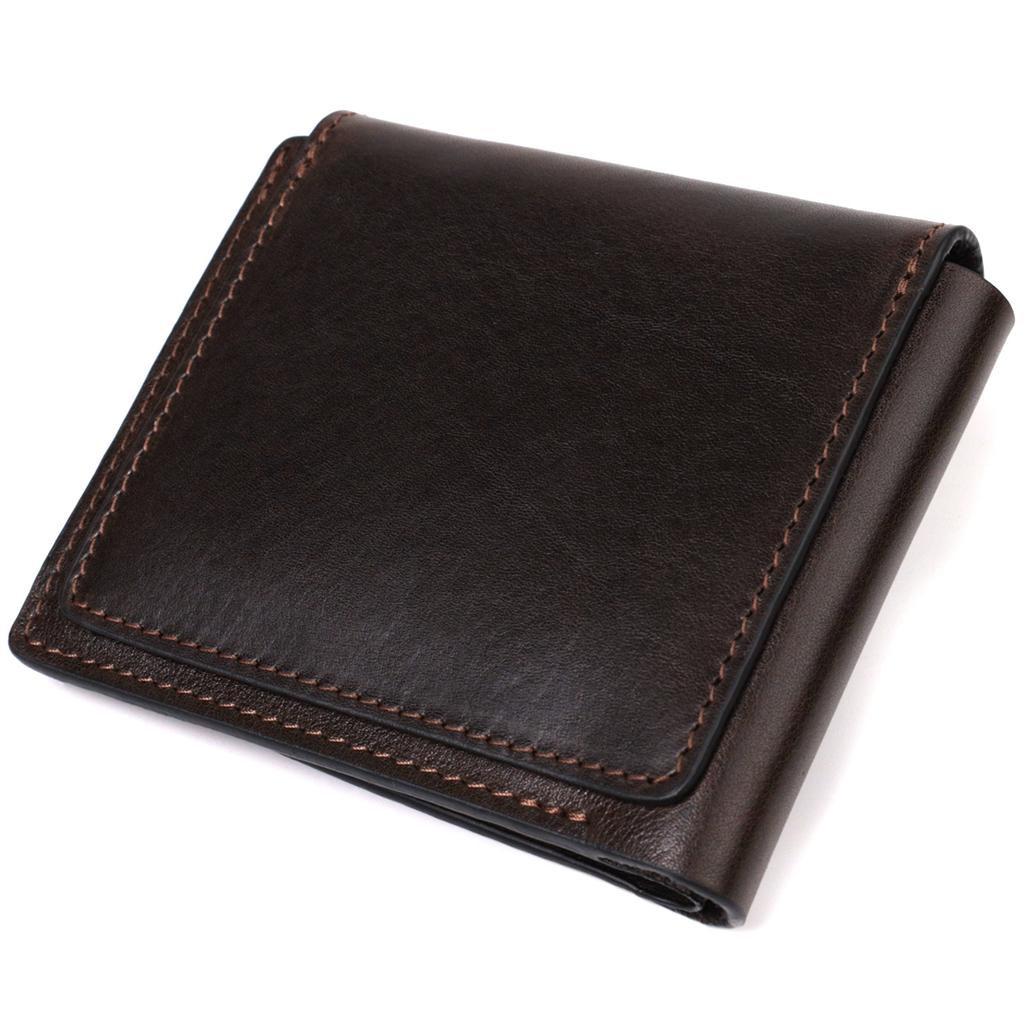 Men's Wallet with Coin Holder Made of Glossy Genuine Leather GRANDE PELLE Wallet 16807 Brown