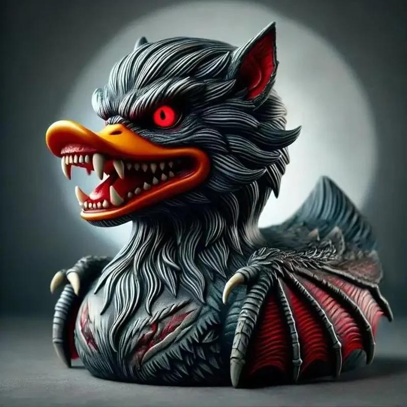 Dark Werewolf Sorcerer Mutant Duck Special-Shaped Duck Ornament Wicked Funny Resin Duck, Home Decoration Ornament, Car Ornament