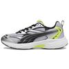 Morphic Round Toe Lace-Up Shock Absorbing Slip Resistant Durable Low Top Running Shoes Men Sneaker White Silver 395919-02