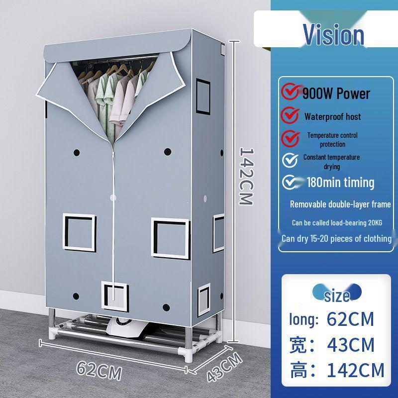 Compact Double-Layer Quick-Dry Clothes Dryer Wardrobe with Large Capacity for Rental Rooms