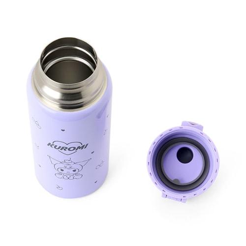 Sanrio 2-Way Stainless Steel Bottle, Kuromi, for Kids, Insulates Hot or Cold Drinks, Capacity: 620mL (Cup), 670mL (Direct Cap), Includes Name Space, P