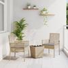 Ensemble de Bistro de Jardin 3 Pièces avec Coussins Beige en Poly Rattan 3334958
