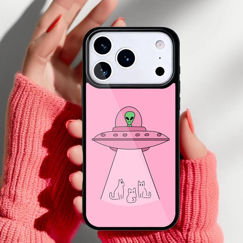 Aesthetics Cute Cartoon Alien Phone Case for iPhone 17 16 15 14 13 Pro Max Back Cover for 12 11 Pro Coque