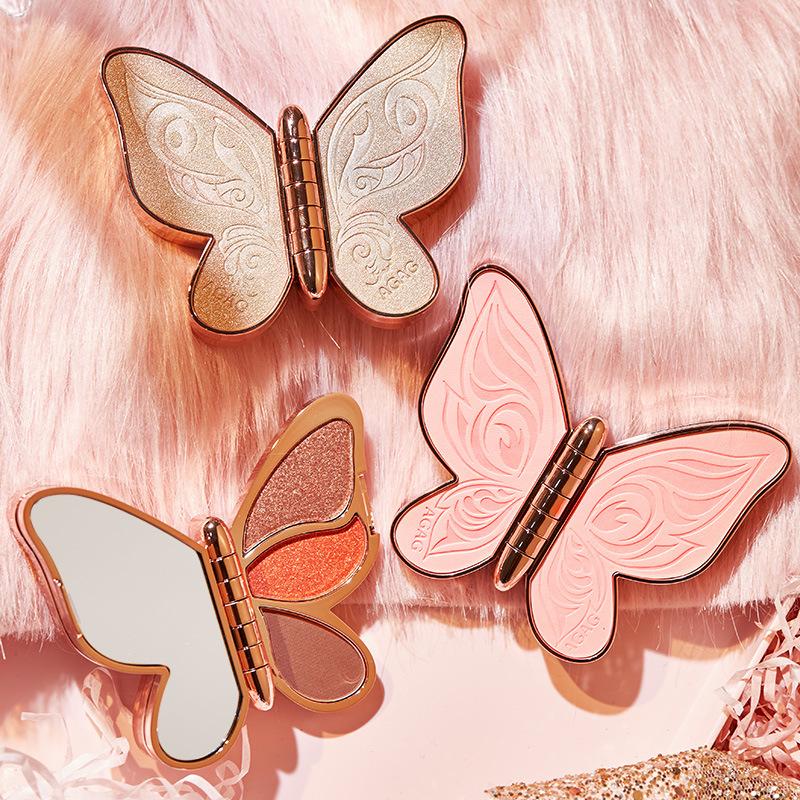 Schmetterlings-Lidschatten, 6 Farben, Lucky Koi Pearl Glitter, Glitzer, matte Erdfarbe, 6 Farben Make-up-Lidschatten-Palette